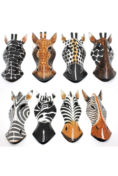 Wolawood Afrika Tarzı Zebra Mask Doğal Ahşap El Yapımı Otantik Hediyelik Dekoratif Asma Duvar Süsü Özel Maske ürün görseli 1
