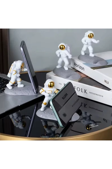 Wolawood Dekoratif Astronot Telefon Tutucu Masaüstü Şık Eğlenceli Robot Aksesuar Uzay Temalı Telefon Standı ürün görseli 1