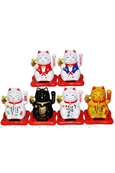 EXENET Güneş Enerjili Şans ve Bereket Kedisi – Maneki Neko Japon Para Getiren Kedi Biblo Dekoratif Figür ürün görseli 1