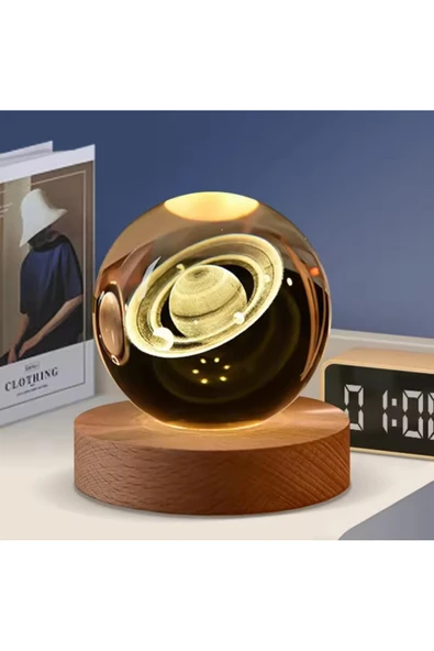 EXENET Kristal Cam Küre Satürn LED Lamba Gün Işığı 3D Top Hediyelik Eşya USB Dekoratif Sürpriz Kar Küresi ürün görseli 1