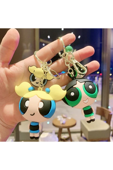 Bade Hediyelik Sevimli Karikatür Anime Powerpuff Girls Anahtarlık Ve Çanta Süsü ürün görseli 1