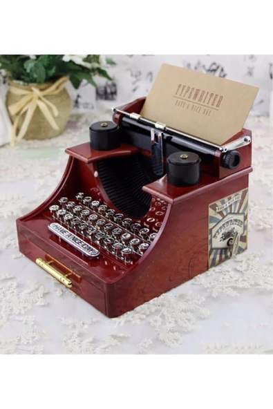 Sarego Nostaljik Retro Görünümlü Daktilo Müzik Kutusu Dekoratif Vip Seri Kaliteli Malzeme ürün görseli 1