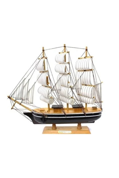 TAYFUN Ahşap Dekoratif Yelkenli Gemi Maketi 35X38 CM ( BÜYÜK BOY) ürün görseli 1