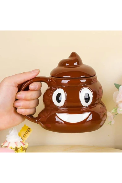 Wolawood Poo Emoji Kupa Bardak Eğlenceli Komik Tasarım Seramik Kahve Çay Kupası Ofis Ev İçin Hediyelik Seti ürün görseli 1