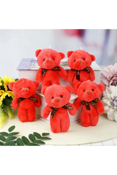 Wolawood Yumoş Mini Peluş Ayıcık 5’li Set Tatlı Şirin Sevimli Bebek Ayı Çanta Süsü Anahtarlık Hediyelik Takım ürün görseli 1