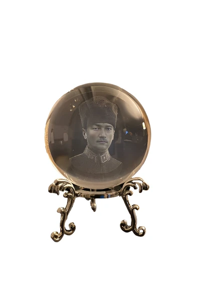 Wolawood Gazi Mustafa Kemal Atatürk Temalı 3D Kristal Cam Kar Küre Metal Standlı Dekoratif Özel Seri ürün görseli 1