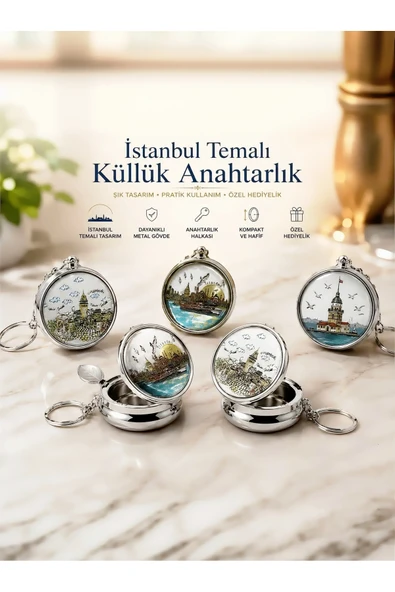 Wolawood İstanbul Silüetli Mini Küllük Anahtarlık, Motifli, Taşınabilir, Nostaljik Metal Tasarım, Hatıralık ve Hediyelik Koleksiyon Ürünü (1-Adet) ürün görseli 1