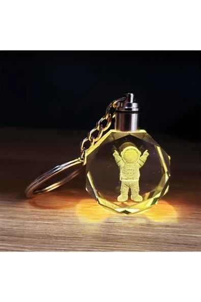 EXENET Işıklı Kristal Cam Anahtarlık Renk Değiştiren LED Özel Lazer İşleme Şık Anlamlı Hediyelik Aksesuar ürün görseli 1