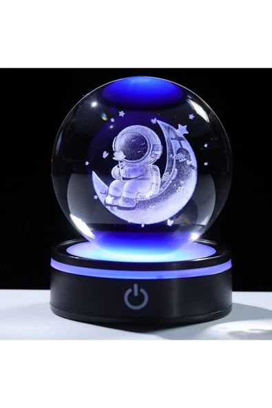 Wolawood Luxury Kristal Cam Kar Küresi USB’li 3D Dekoratif LED Lamba Işıklı Renkli Dönen Özel Hediyelik Set ürün görseli 1