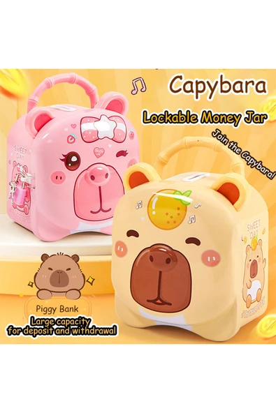 Wolawood Capybara Kilitli Metal Kumbara & Trend Oyuncak Karakter Temalı Kutu Sevimli Figür Hediyelik Kumbara ürün görseli 1