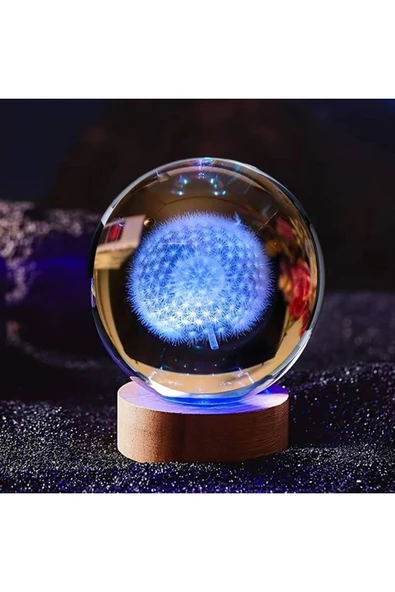 EXENET Kristal Cam Küre 3D Boyutlu Renkli USB Ahşap Taban Dekoratif Özel Hediyelik Eşya Süs Biblo Lamba Set ürün görseli 1