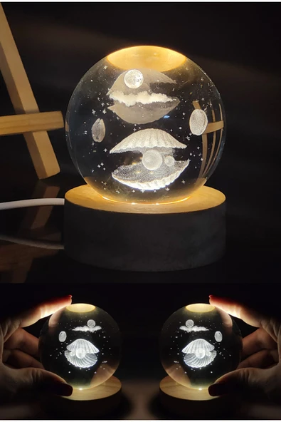 Wolawood Premium Kristal Cam Kar Küresi 3D Işıklı Biblo Lamba Ahşap Taban LED Dekoratif USB'li Hediyelik Seti ürün görseli 1