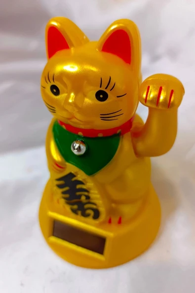 RaHan Maneki Neko Feng Shui Bereket Şans Mutluluk Çağıran Şans Kedisi Solar Panelli Hareketli Pati Maneki ürün görseli 1