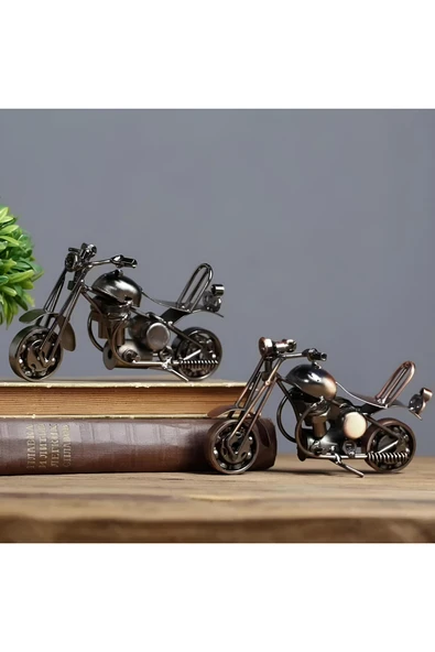 EXENET Özel Üretim Metal Motorsiklet El Yapımı Dekoratif Motor - Lüks Hediyelik Eşya Biblo Süs Aksesuar ürün görseli 1