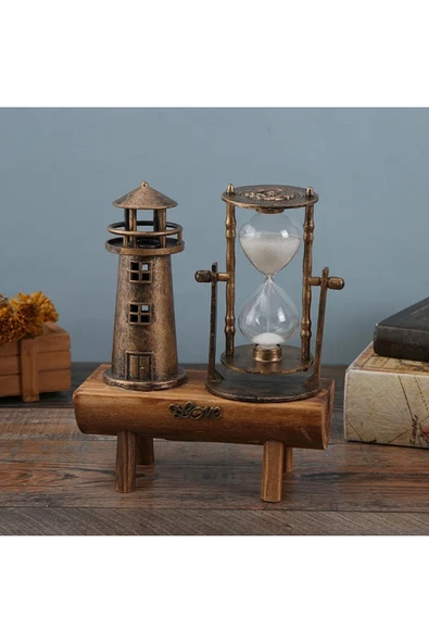Wolawood Retro Deniz Feneri Temalı Kum Saati Masaüstü Süs Biblo Aksesuar Özel Dekoratif Konsept Hediyelik ürün görseli 1