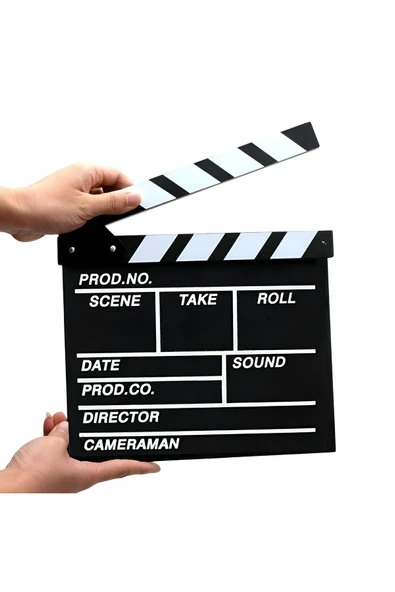 EXENET Sinema Klaketi Clapperboard – Dekoratif ve Yazılabilir Ahşap Tasarım Film Severlere Özel Şık Hediye ürün görseli 1