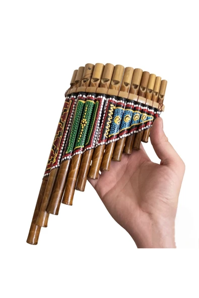 Wolawood Doğal Ahşap Pan Flüt Aborjin Desenli El Yapımı Mızıka Ritim Müzik Çalgısı Otantik Dekor ürün görseli 1