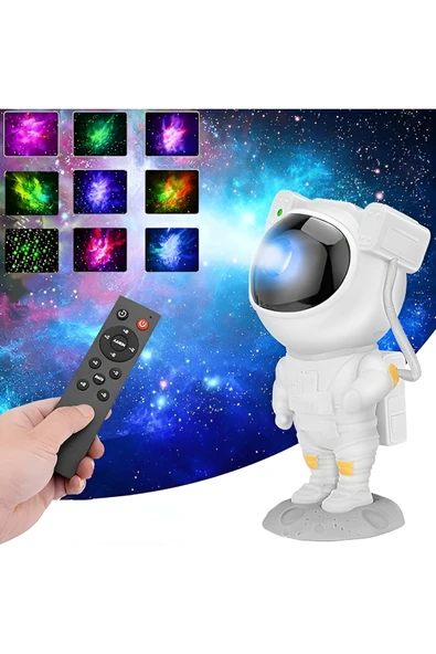 Wolawood Astronot Projektör Lamba Yıldız Galaksi LED Projeksiyon USB Uzay Temalı Gökyüzü Gece Lambası VIP Set ürün görseli 1