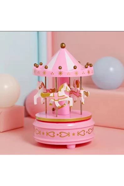Wolawood Nostaljik Atlı Karınca Müzik Kutusu Kurmalı Melodili Dönen Dekoratif Sürpriz Hediyelik Karusel Kutu ürün görseli 1