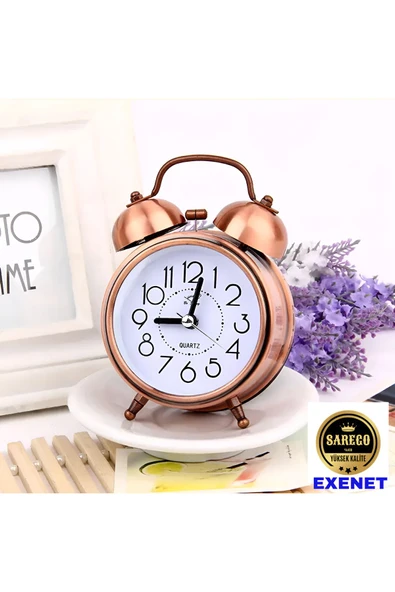 EXENET Nostaljik Çalar Saat Klasik Retro Masaüstü Dekoratif Antika Ev Ofis Aksesuarı Özel Seri Vip Hediye ürün görseli 1