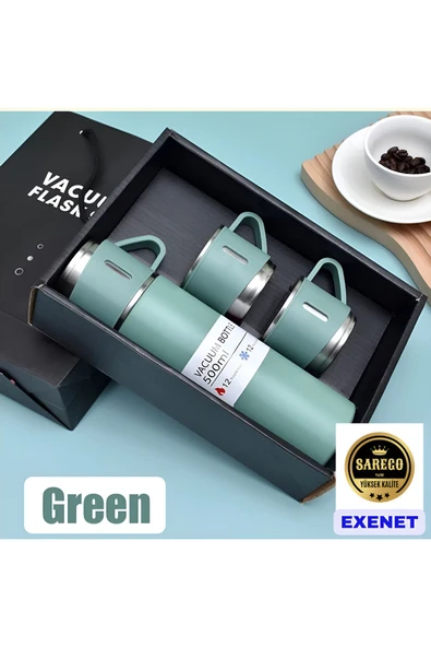 EXENET Premium Çift Kişilik Paslanmaz Çelik Termos Bardak Seti Çantalı Vakumlu Özel Lüx Suluk Matara Takımı ürün görseli 1