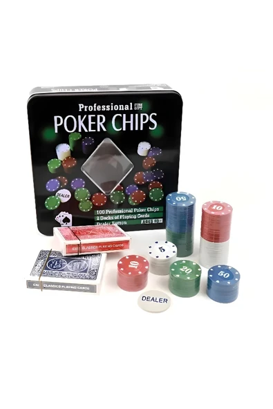 EXENET Profesyonel Poker Seti 100 Chip 2 Adet İskambil Kağıt Özel Metal Kutu Vip Casıno Oyunu Premium Takım ürün görseli 1