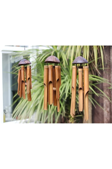 Wolawood Doğal Bambu Coconat Rüzgar Çanı El Yapımı Dekoratif Bahçe Balkon Sesi Tropical Konsept Hediyelik ürün görseli 1