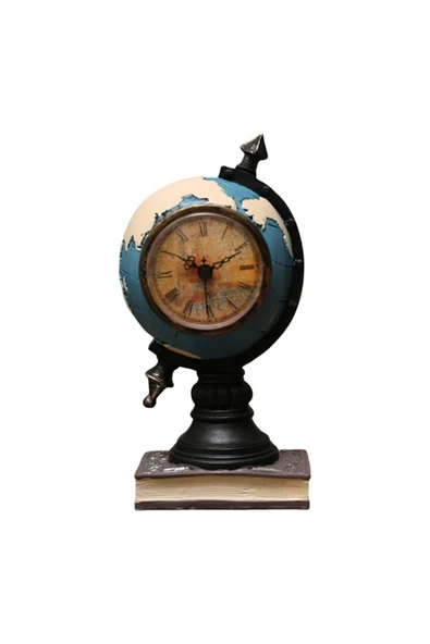 Sarego Romen Rakamlı Dekoratif Antik Dünya Küre Masa Saati Retro Vintage Model Süs Eşyası Hediyelik Sanat ürün görseli 1