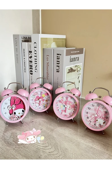 Wolawood Sevimli Pembe Kedi Temalı Masa Üstü Çalar Saat Tatlı Çocuk Odası Hediyelik Saat Dekoratif Aksesuar ürün görseli 1