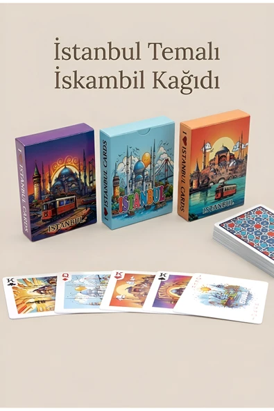 Wolawood Tarihi Şehir Desenli İstanbul Temalı Özel Tasarım İskambil Oyun Kartları Lüks Üretim Premium Set ürün görseli 1