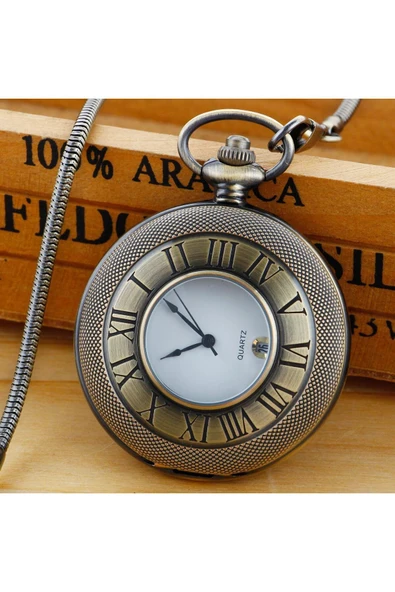 EXENET Vintage Antika Tarzı Köstekli Cep Saati Zincirli Retro Tasarım El Yapımı Nostaljik Koleksiyon Saat ürün görseli 1