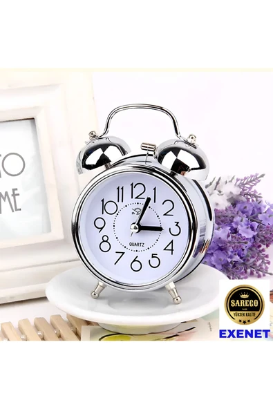 EXENET Nostaljik Çalar Saat Klasik Retro Masaüstü Dekoratif Antika Ev Ofis Aksesuarı Özel Seri Vip Hediye ürün görseli 1