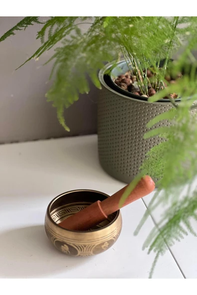 Miamantra Pirinç Tibet Çanağı 8 cm çap ve Tokmak Seti ürün görseli 1