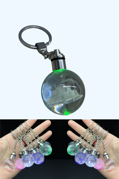 Wolawood İstanbul Temalı 3D Işıklı Kristal Cam Küre Anahtarlık RGB'li Sultanahmet Ayasofya Galata Seçenekli ürün görseli 1