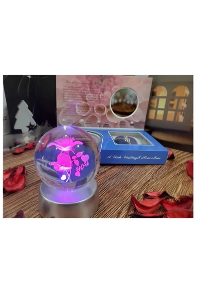 EXENET Kristal Cam Küre 'I Love You' & Gerçek İstiridye İnci Kolye Seti – Romantik Hediyelik Eşya İkili Set ürün görseli 1