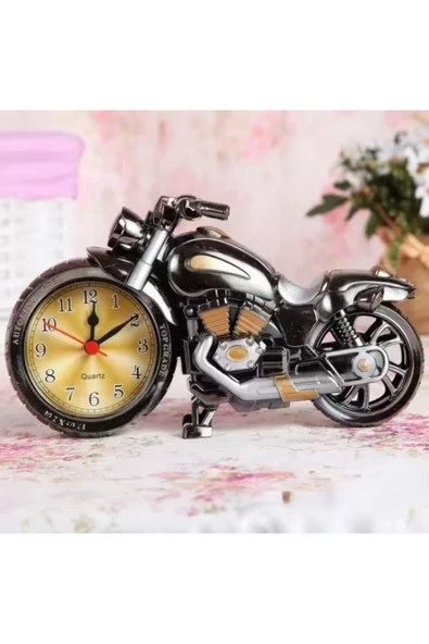 Wolawood Dekoratif Motosiklet Şeklinde Masa Saati Pilli Retro Saatli Motor Biblo Şık Hediyelik Aksesuar ürün görseli 1