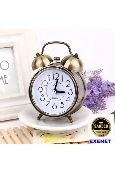 EXENET Nostaljik Çalar Saat Klasik Retro Masaüstü Dekoratif Antika Ev Ofis Aksesuarı Özel Seri Vip Hediye ürün görseli 1