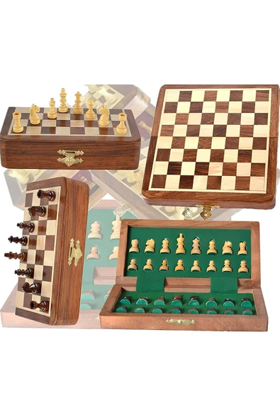 Wolawood Premium Mıknatıs Taşlı Ahşap Satranç Takımı Katlanabilir Kutulu 30 cm Lüks Zarif Set Sınırlı Üretim ürün görseli 1