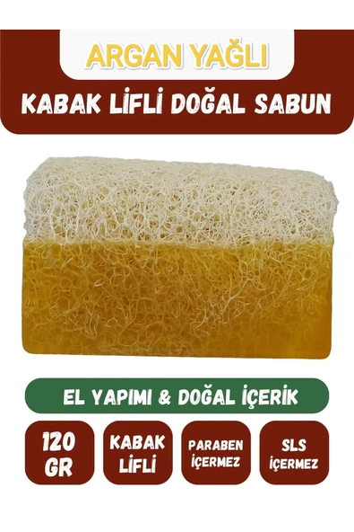 Wolawood Argan Yağlı Kabak Lifli Sabun %100 Doğal El Yapımı Peeling Etkili Nemlendirici Cilt Sabunu ürün görseli 1