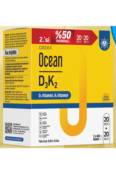Ocean Vitamin D3K2 Damla 2.si %50 İndirimli 20+20ml ürün görseli 1