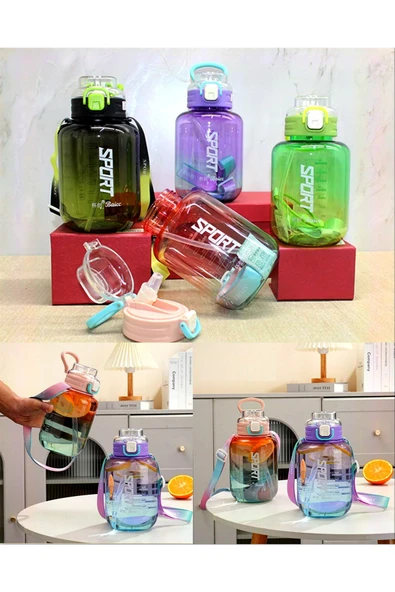 Wolawood 1100 Ml Pipetli Su Matarası BPA İçermez Sağlıklı Dayanıklı Spor Outdoor Seyahat Şeffaf Su Şişesi ürün görseli 1