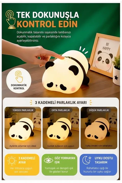 Wolawood Silikon Yatan Kung-Fu Panda Işıklı Gece Lambası – Yumoş Dokulu Tatlı Şirin LED Uyku Arkadaşı Çocuk Odası Başucu Dekoru & Hediyelik ürün görseli 1