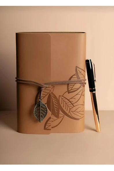 EXENET Vintage Nostaljik Deri Kapaklı Eskitme Defter Anı Hatıra Not Ajanda Roller Kalem Seti Premium Hediye ürün görseli 1