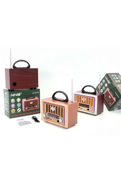 Wolawood Nostaljik Radyo Bluetooth Hoparlör Şarjlı USB Taşınabilir Am+FM+Sw Kart Özel Ahşap Tema Müzik Seti ürün görseli 1