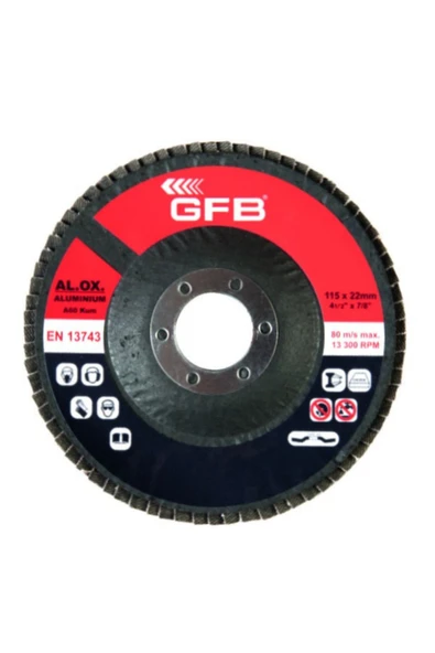GFB ALÜMİNYUM FLAP DİSK ZIMPARA 115x120 KUM-KIRMIZI (10 Adet) ürün görseli 1