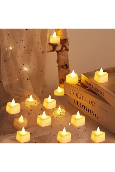 Wolawood Özel Kalp Tasarımlı 24 Adet Pilli Mum Seti Romantik Organizasyon Parti Dekoratif Ambiyans Aydınlatma ürün görseli 1