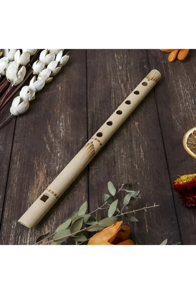 EXENET Özel El Yapımı Geleneksel Doğal Bambu Flüt Klarnet 6 Delikli Enstrüman 30 Cm Sağlıklı Müzik Aleti ürün görseli 1