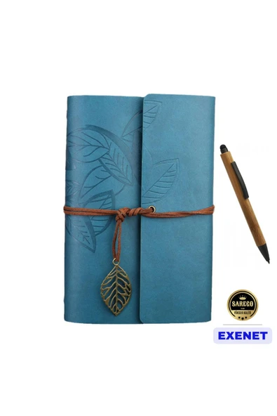 EXENET Nostaljik Vintage Defter ve Doğal Bambu Touch Tükenmez Kalem VIP İkili Set - Özel Hediyelik Takım ürün görseli 1