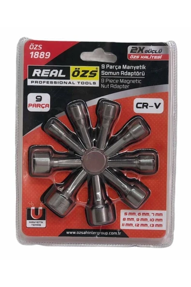 Real Özs Manyetik Civata Somun Tutucu Bits Adaptörü Çatı Trapez Lokma 9 Parça ürün görseli 1
