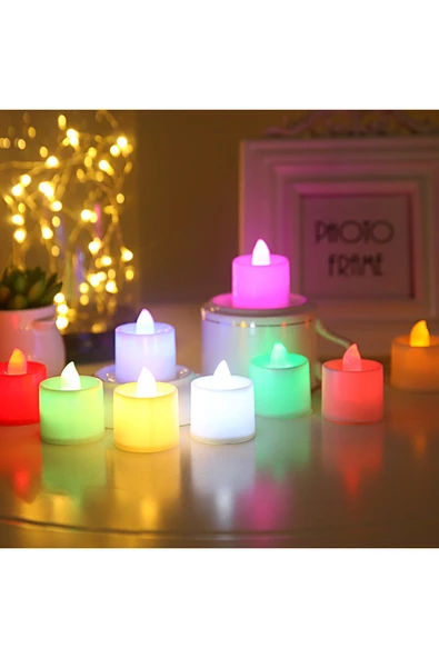 Wolawood LED Işıklı Pilli RGB Mum Seti 24 Adet Renk Değiştiren Dekoratif Lamba Süsleme ve Ambiyans Aydınlatma ürün görseli 1
